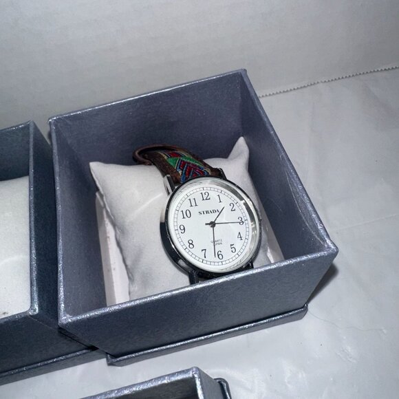 Set Of 3 Strada Boxed Watches With Black & Patterned Straps - Picture 3 of 5